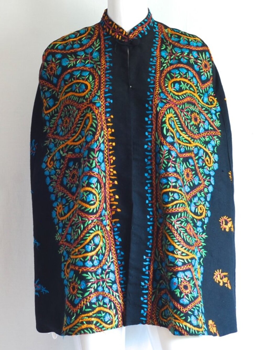 Embroidered Vintage Cape With Hand Finishing On Edges
